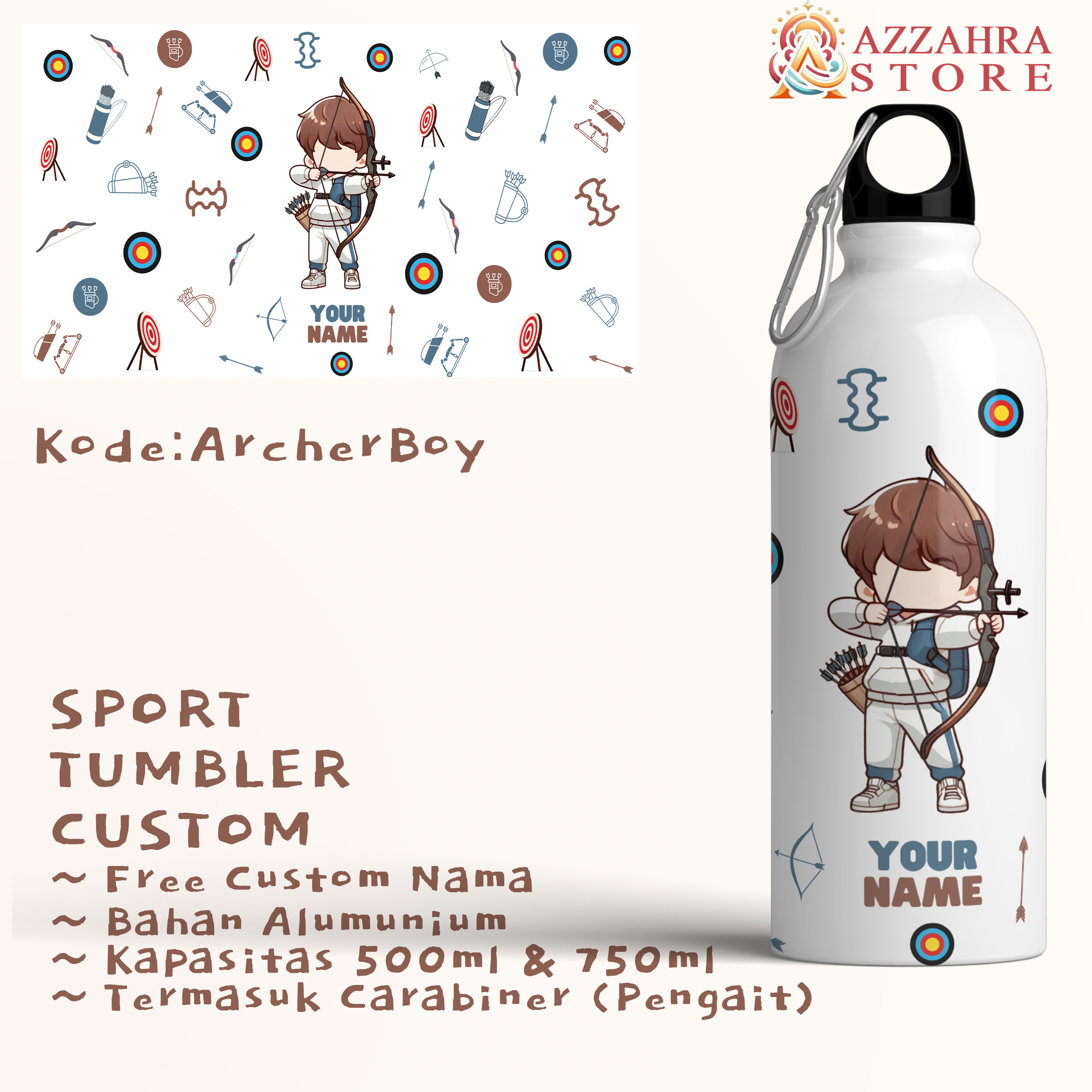 Mockup Sport Tumbler Archer Boy New